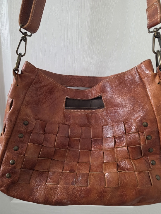 BED|STU Handbags - Bed|Stu Orchid Purse – Cognac Dip Dye Woven Leather Crossbody/Shoulder Bag